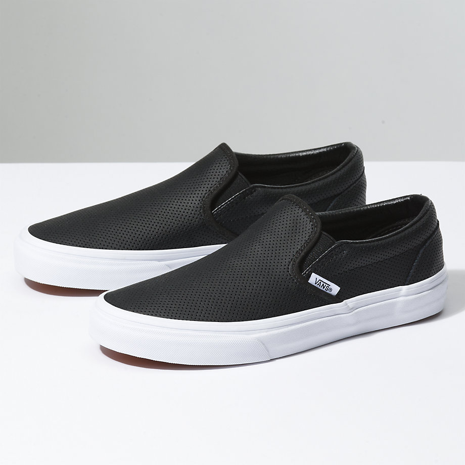 Vans Bayan Kaykay Ayakkabısı Perf Leather Slip-On Siyah | 48770-638